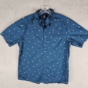 Mountain Hardwear Shirt Mens Medium Navy Polka Dot Short Sleeve Collar Button-Up